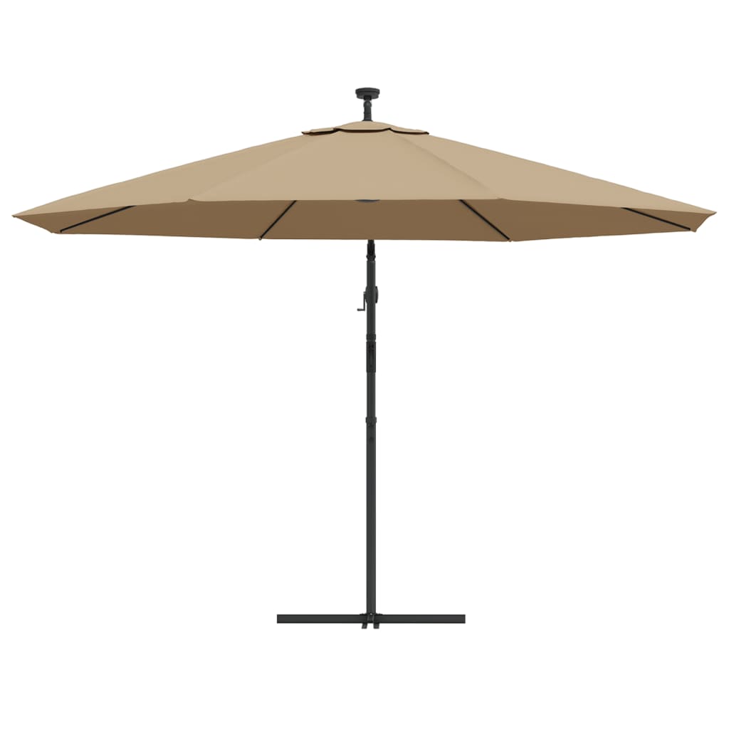 Ombrellone a Sbalzo con LED e Palo in Metallo 350 cm Tortora