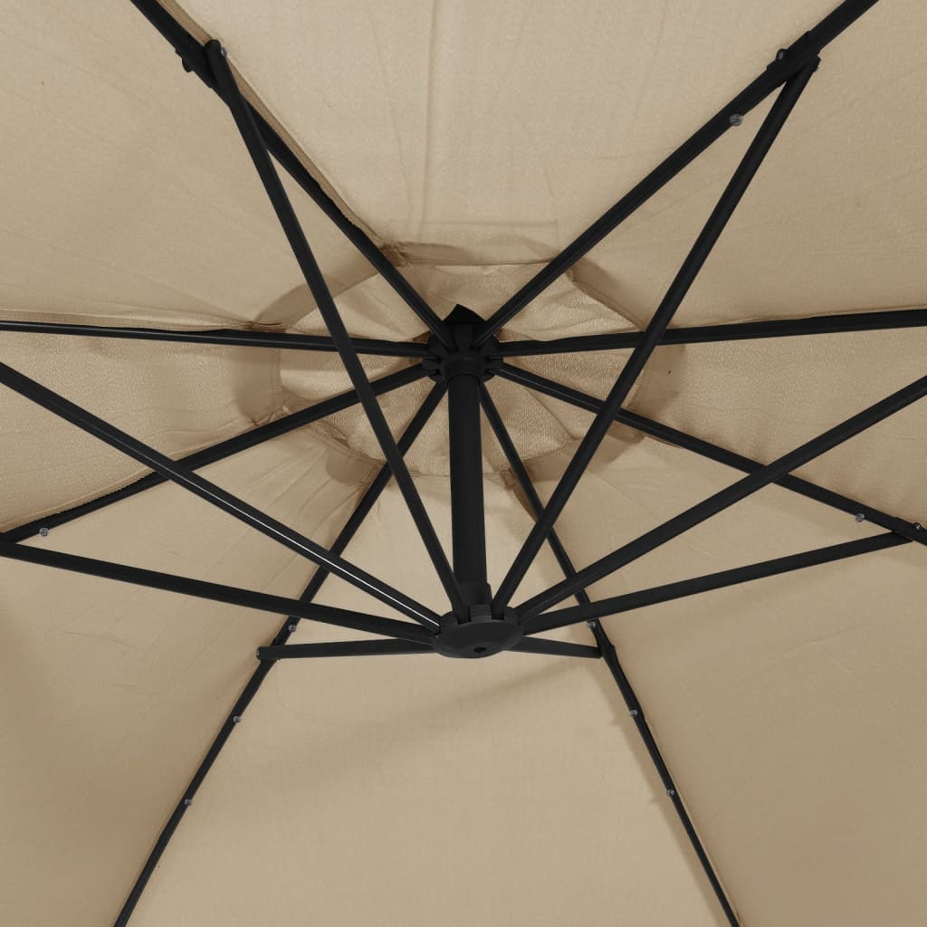Ombrellone a Sbalzo con LED e Palo in Metallo 350 cm Tortora