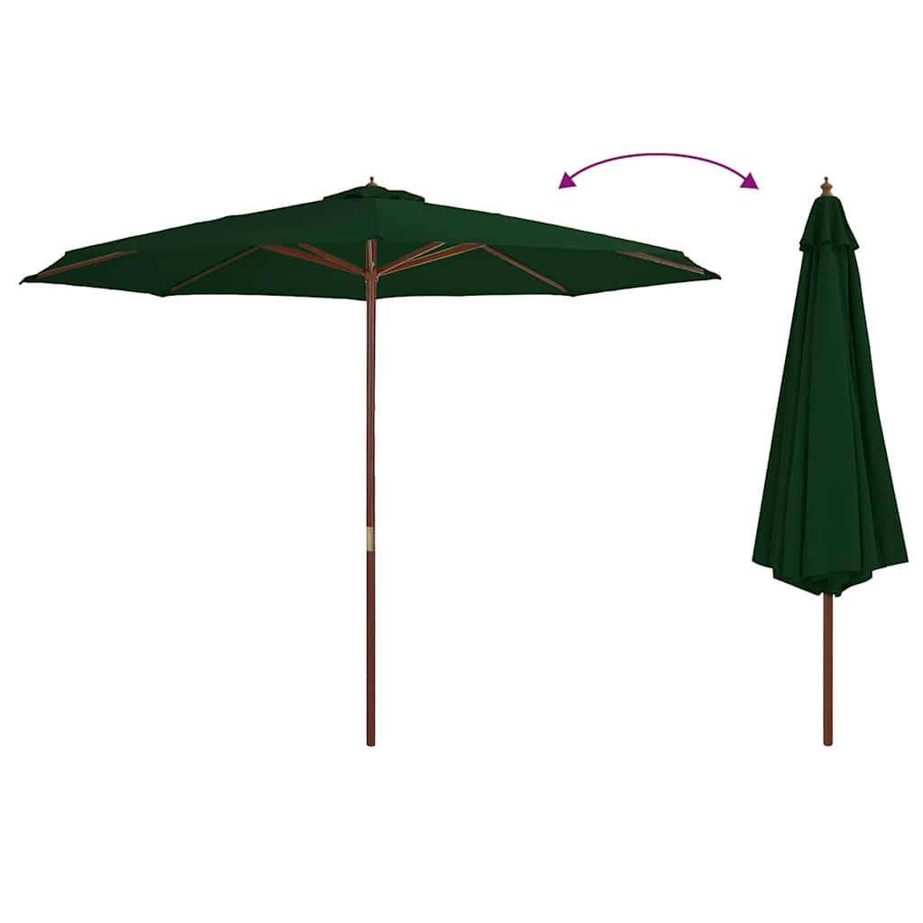 Ombrellone da Esterni con Palo in Legno 350 cm Verde