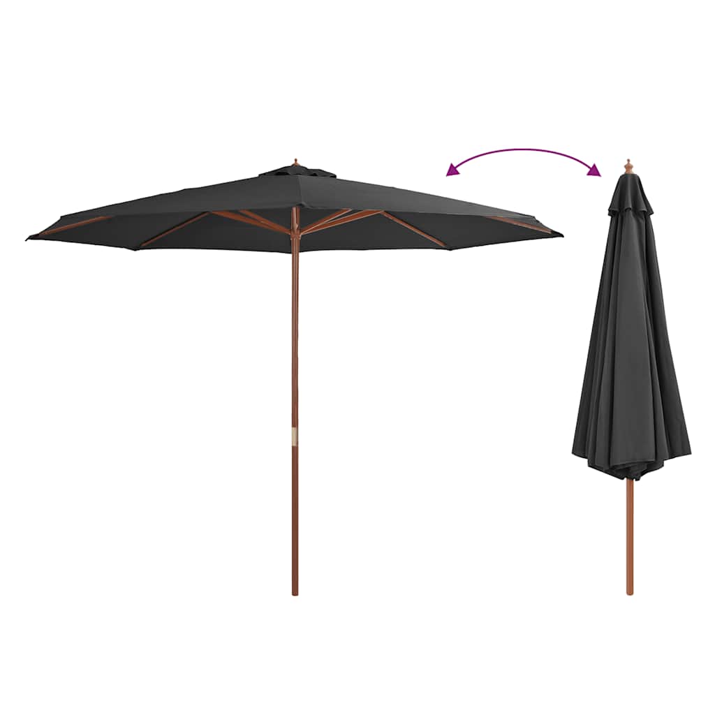 Ombrellone da Esterni con Palo in Legno 350 cm Antracite