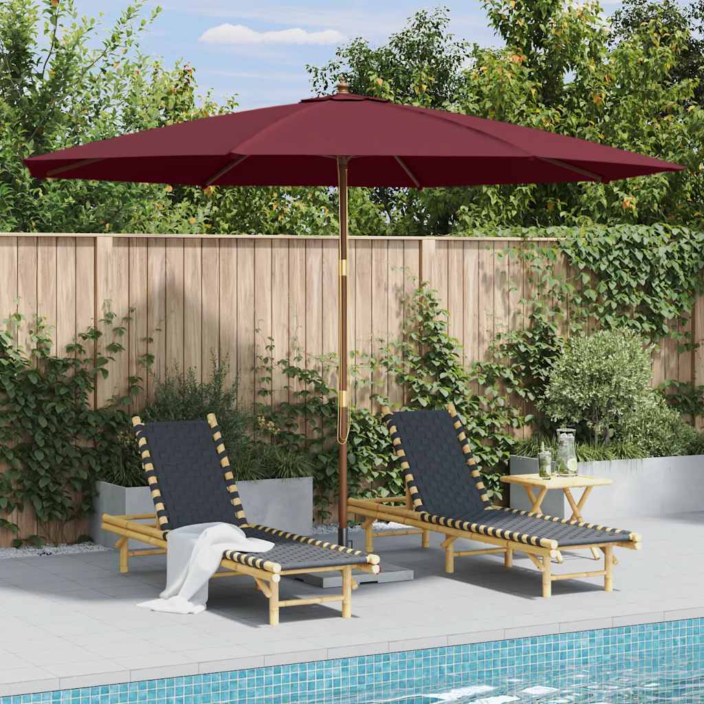 Ombrellone da Esterni con Palo in Legno 350 cm Rosso Borgogna