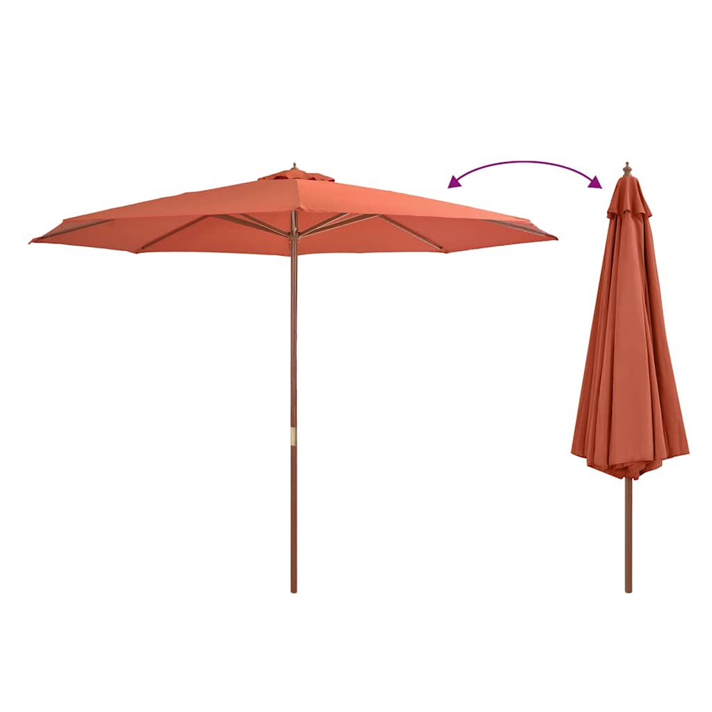 Ombrellone da Esterni con Palo in Legno 350 cm Terracotta