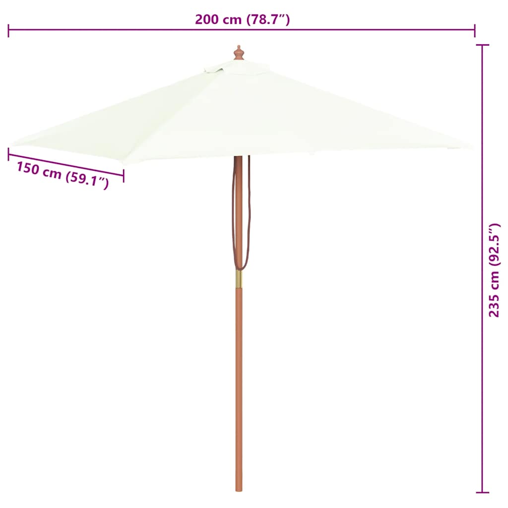 Ombrellone da Esterni con Palo in Legno 150x200 cm Sabbia