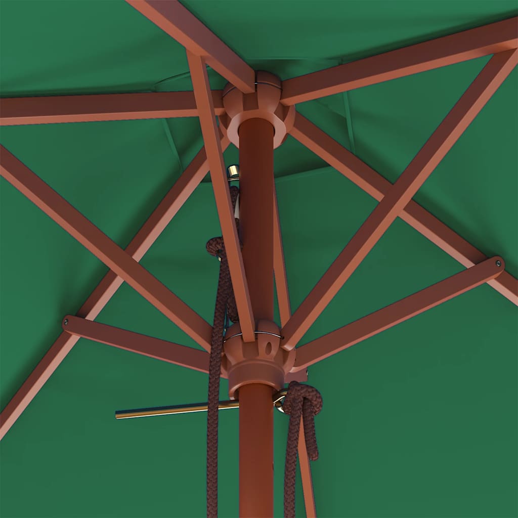 Ombrellone da Esterni con Palo in Legno 150x200 cm Verde