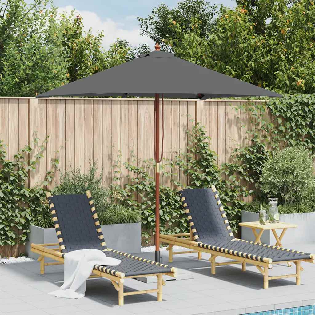 Ombrellone da Esterni con Palo in Legno 150x200 cm Antracite