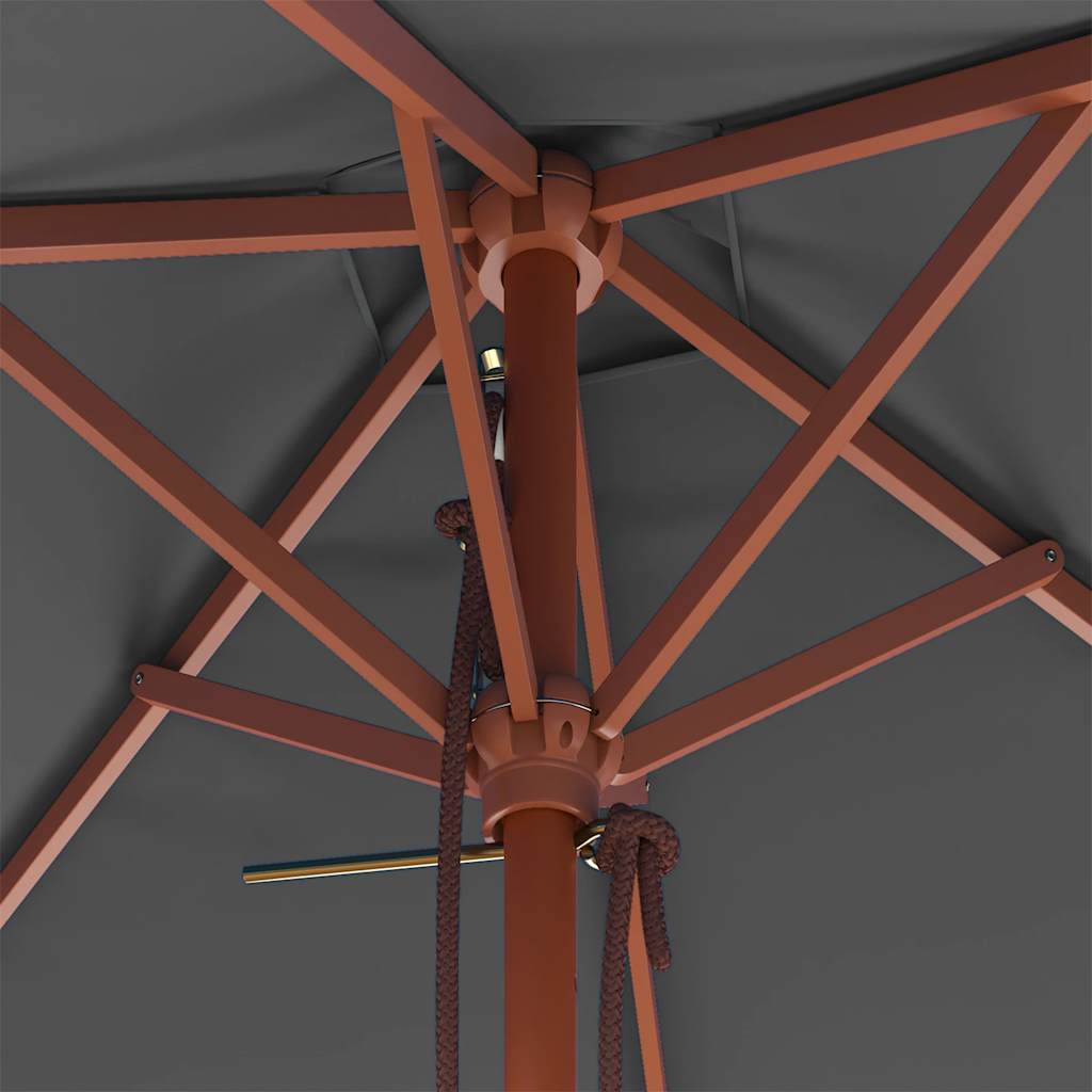 Ombrellone da Esterni con Palo in Legno 150x200 cm Antracite