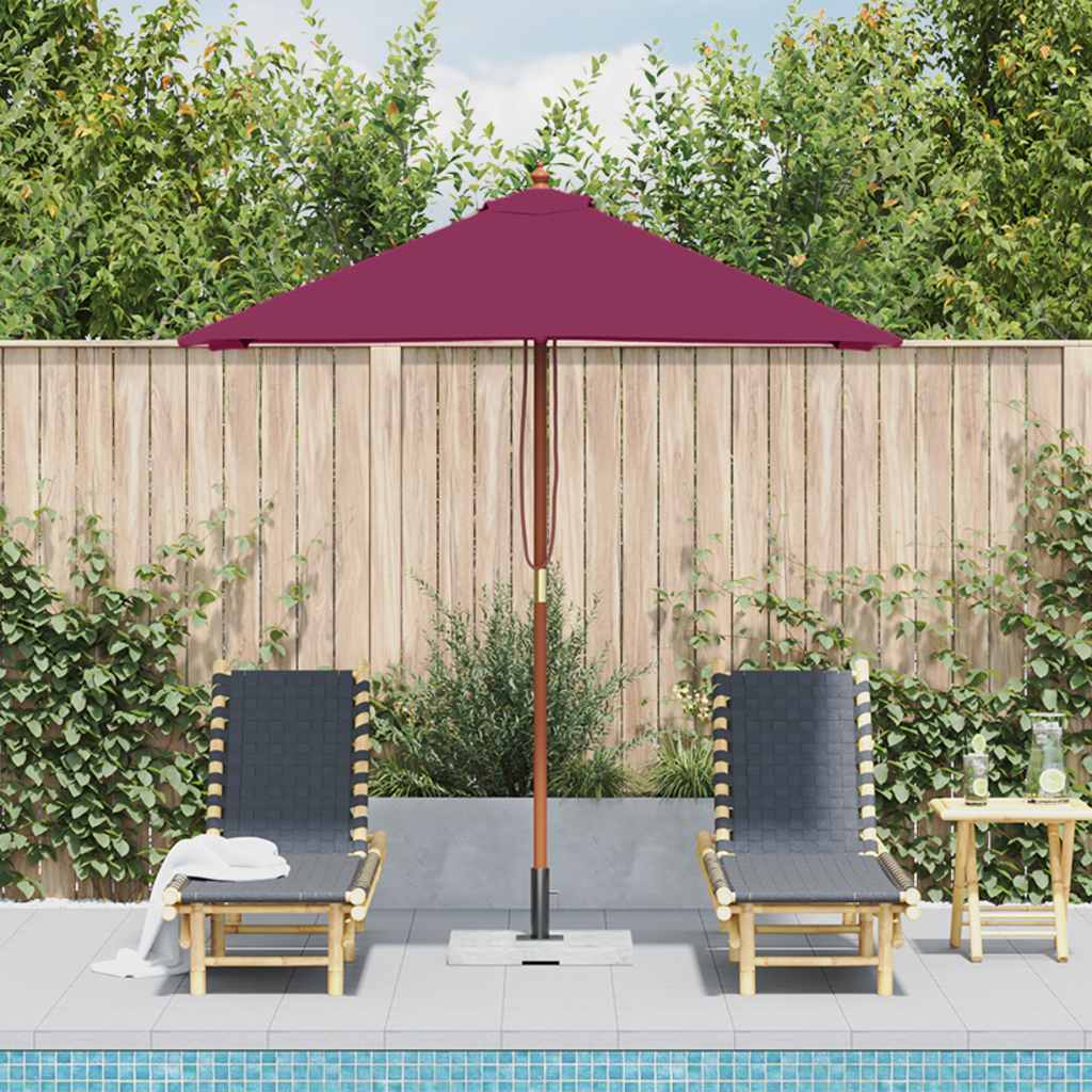 Ombrellone da Esterni Palo in Legno 150x200 cm Rosso Bordeaux