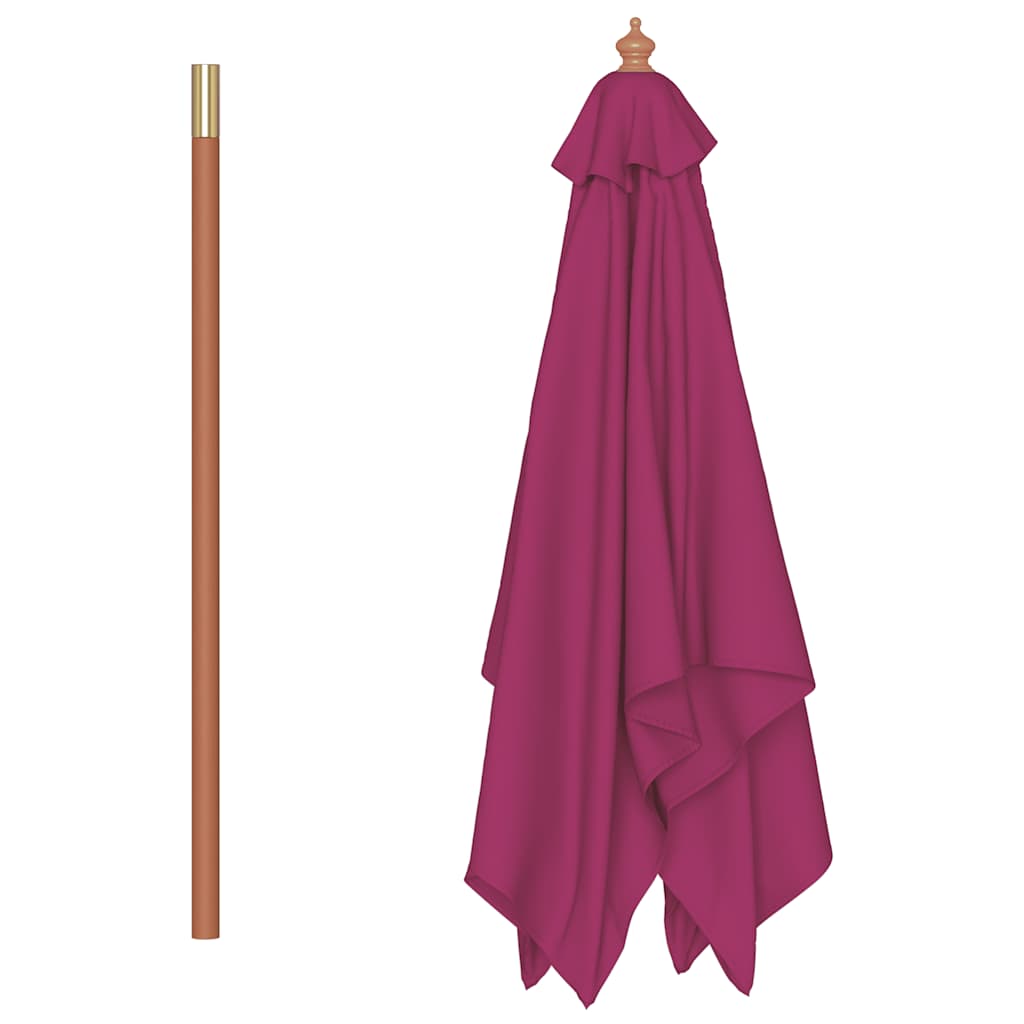 Ombrellone da Esterni Palo in Legno 150x200 cm Rosso Bordeaux