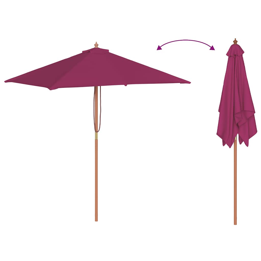 Ombrellone da Esterni Palo in Legno 150x200 cm Rosso Bordeaux