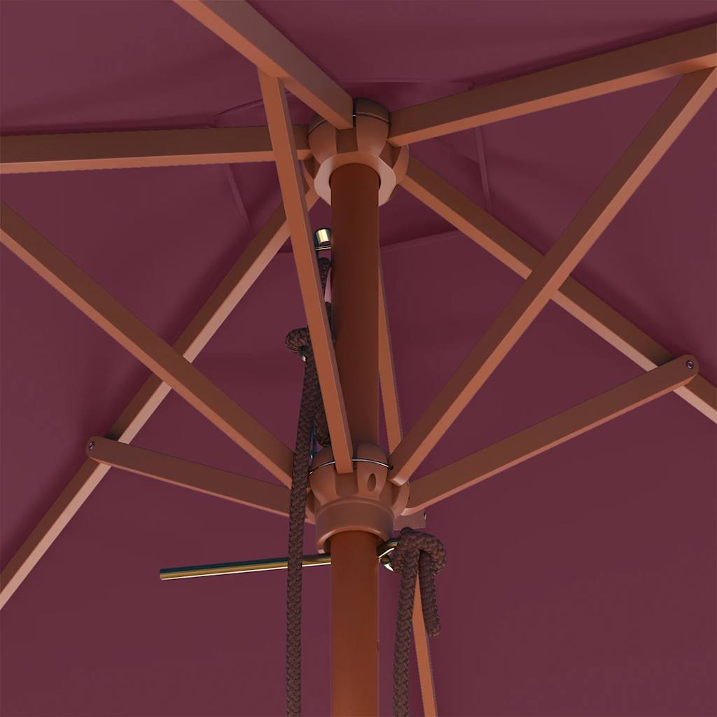 Ombrellone da Esterni Palo in Legno 150x200 cm Rosso Bordeaux