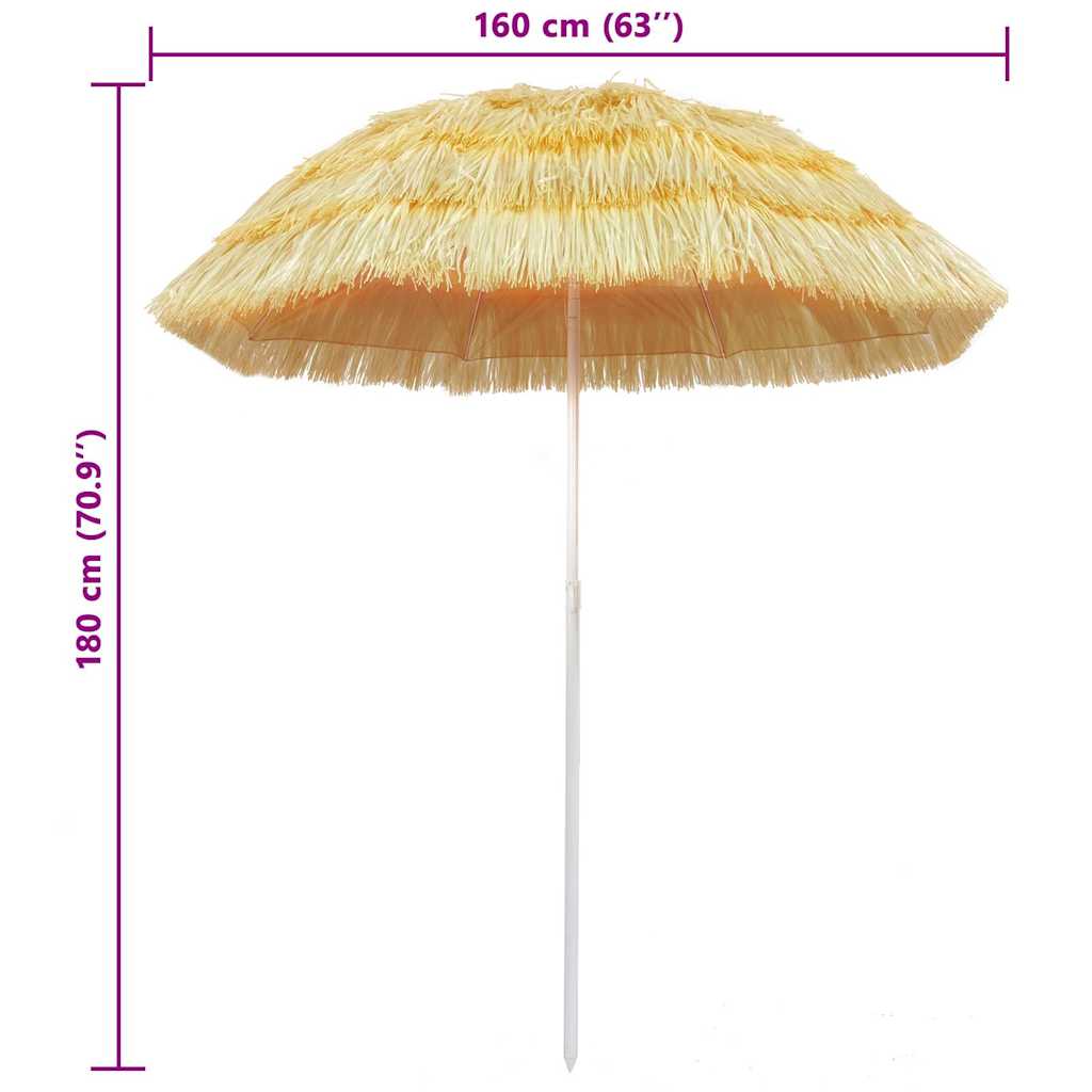 Ombrellone da Spiaggia Naturale 180 cm in Stile Hawaiano