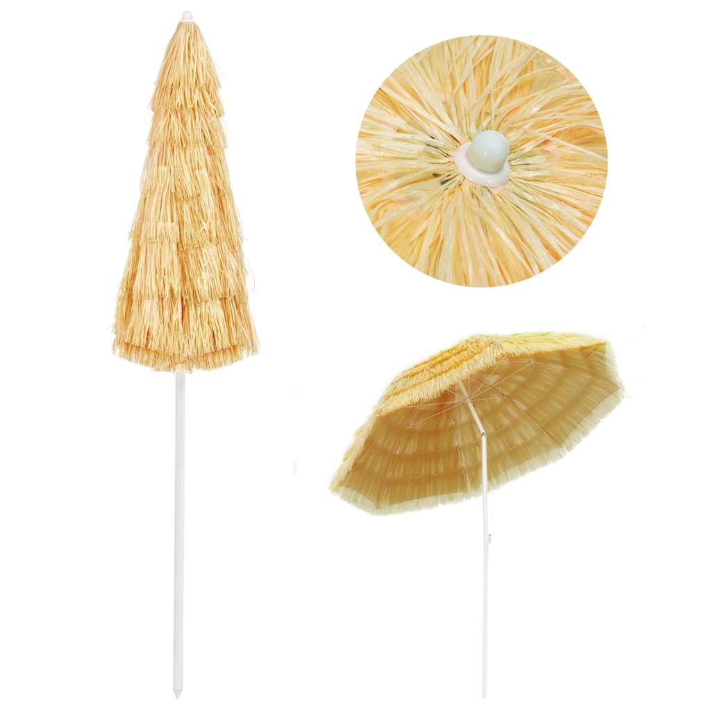 Ombrellone da Spiaggia Naturale 240 cm in Stile Hawaiano