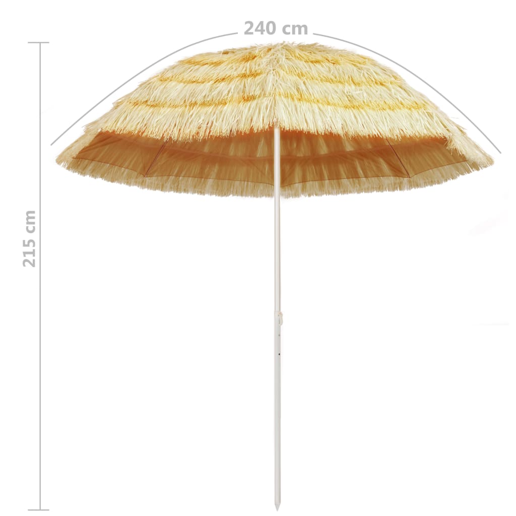 Ombrellone da Spiaggia Naturale 240 cm in Stile Hawaiano