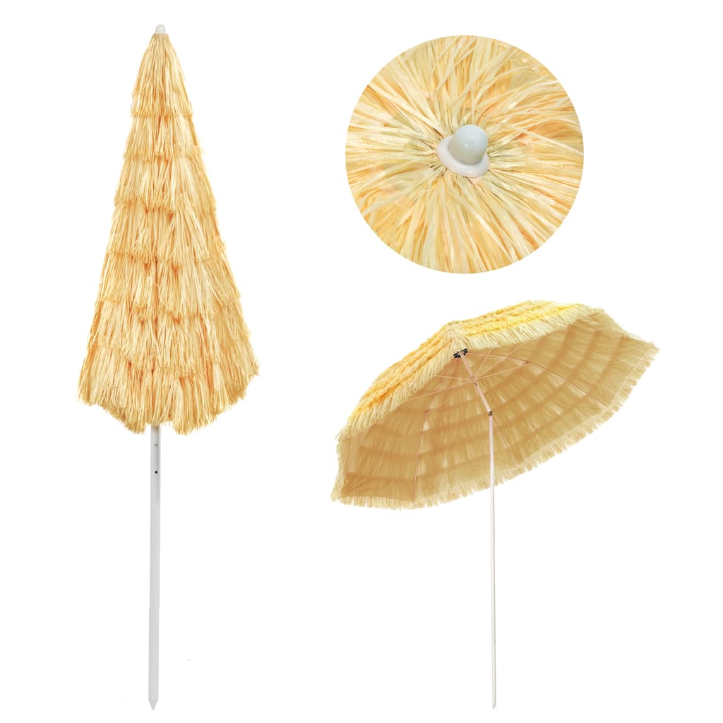 Ombrellone da Spiaggia Naturale 300 cm in Stile Hawaiano