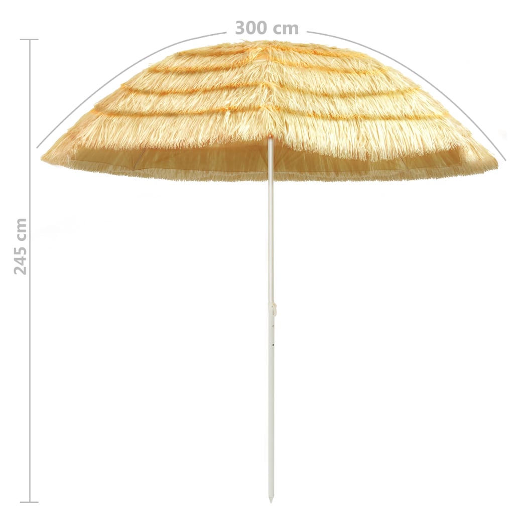Ombrellone da Spiaggia Naturale 300 cm in Stile Hawaiano