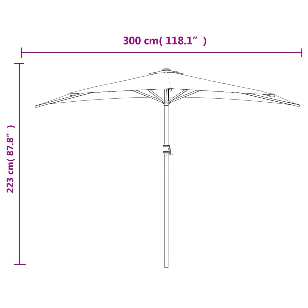 Ombrellone da Balcone Palo in Alluminio Verde 300x155 cm a Metà
