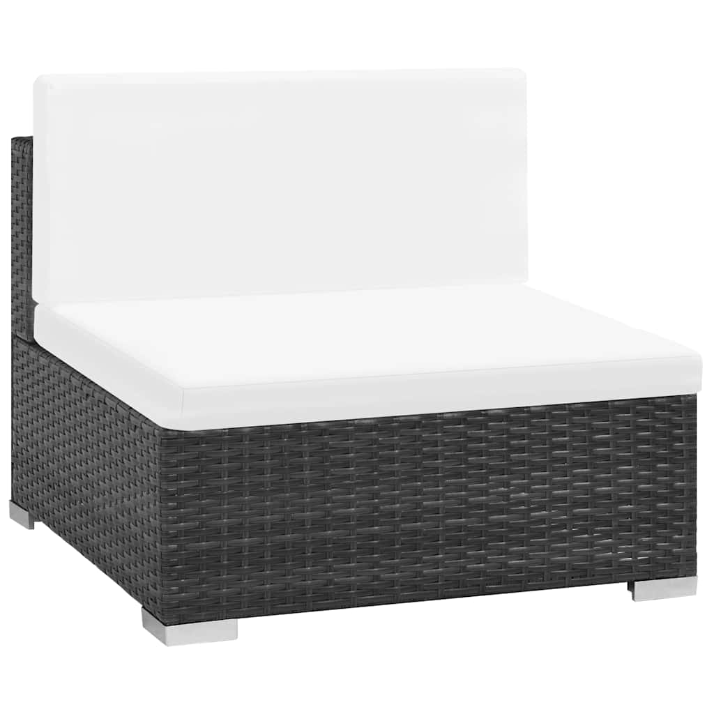 Set Divani da Giardino 6 pz con Cuscini in Polyrattan Nero
