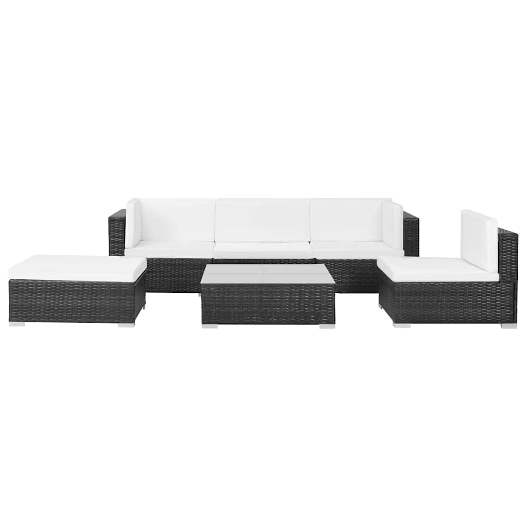 Set Divani da Giardino 6 pz con Cuscini in Polyrattan Nero