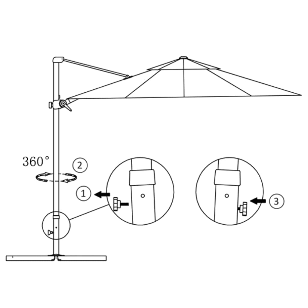 Ombrellone a Sbalzo con Palo in Alluminio 250x250 cm Sabbia