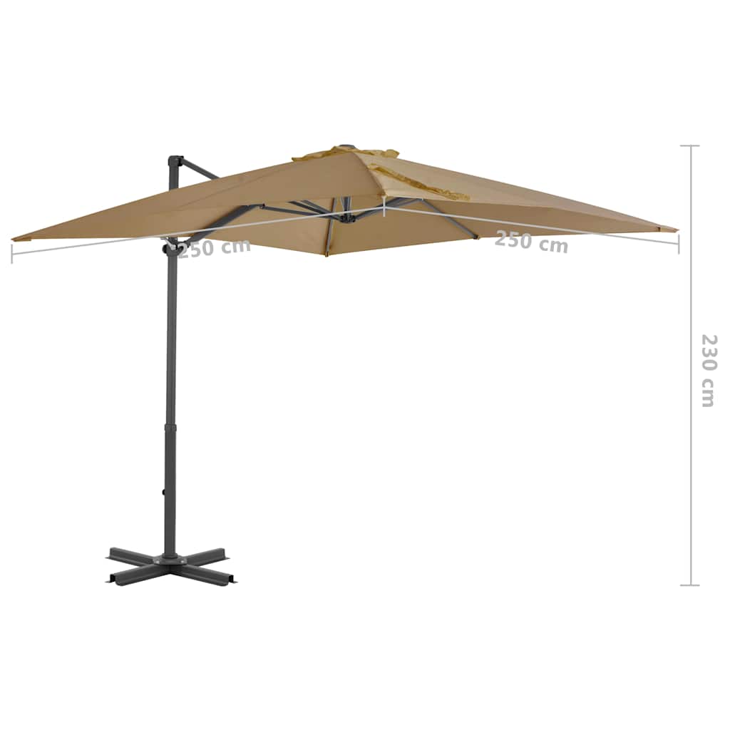 Ombrellone a Sbalzo con Palo in Alluminio 250x250 cm Tortora