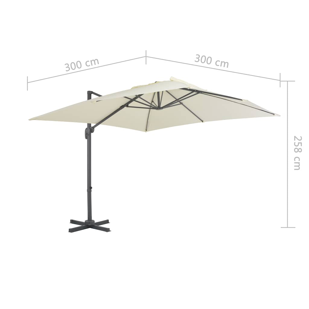 Ombrellone da giardino a sbalzo con palo in alluminio 300x300 cm Sabbia