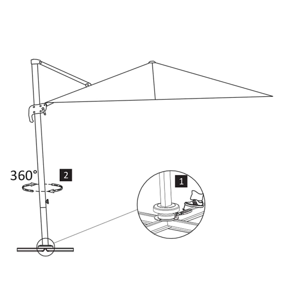 Ombrellone da giardino a sbalzo con palo in alluminio 400x300 cm tortora