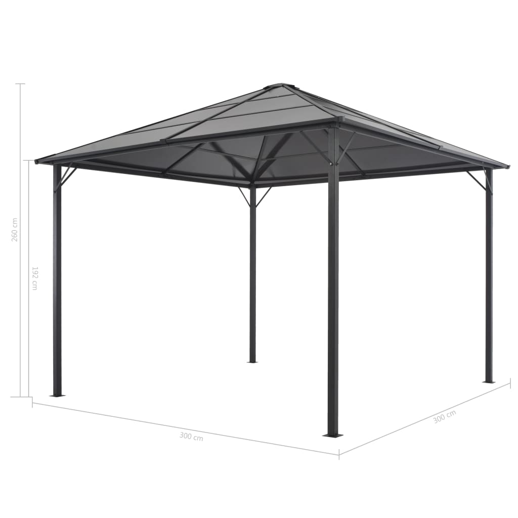 Gazebo con Tettuccio in Alluminio 3x3 m Antracite