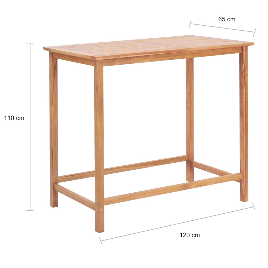 Tavolo da Bar per Esterni 120x65x110 cm Massello di Teak