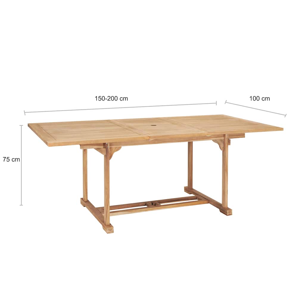 Tavolo da Pranzo Allungabile 150-200x100x75 cm Massello di Teak
