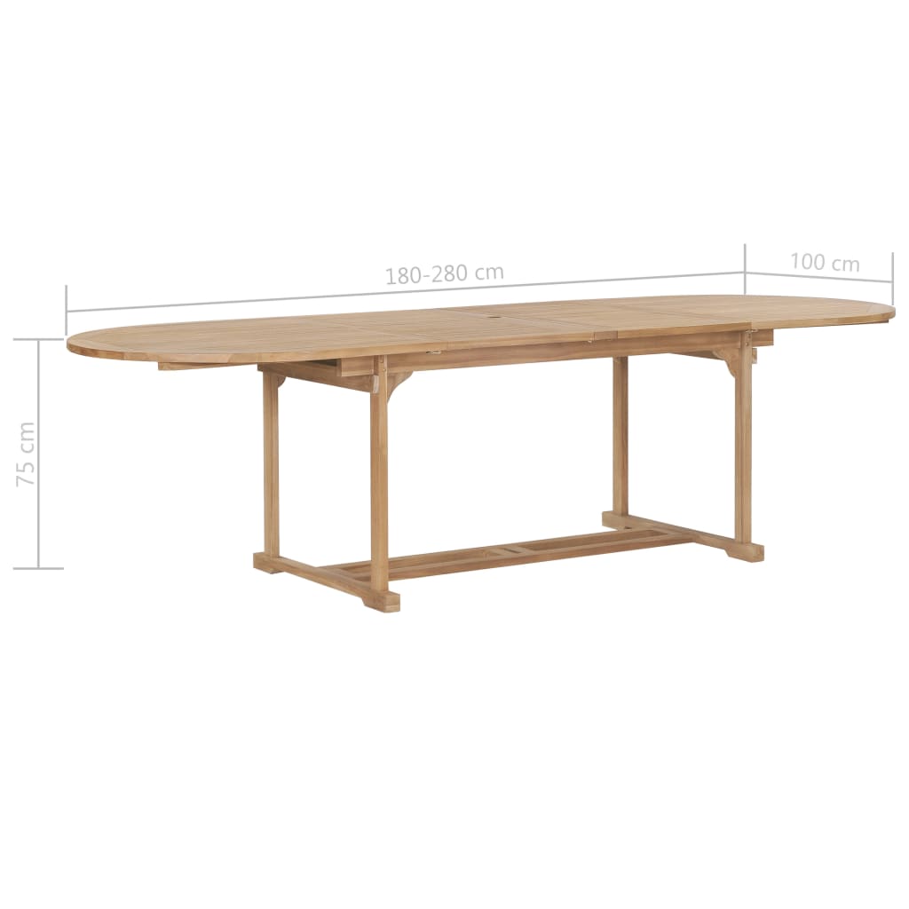 Tavolo da Giardino Allungabile 180-280x100x75cm in Teak Ovale