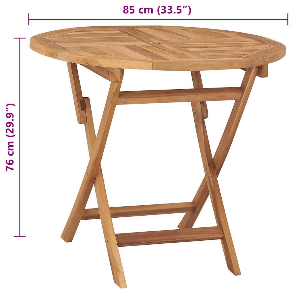Tavolo da Giardino Pieghevole 85x76cm in Legno Massello di Teak