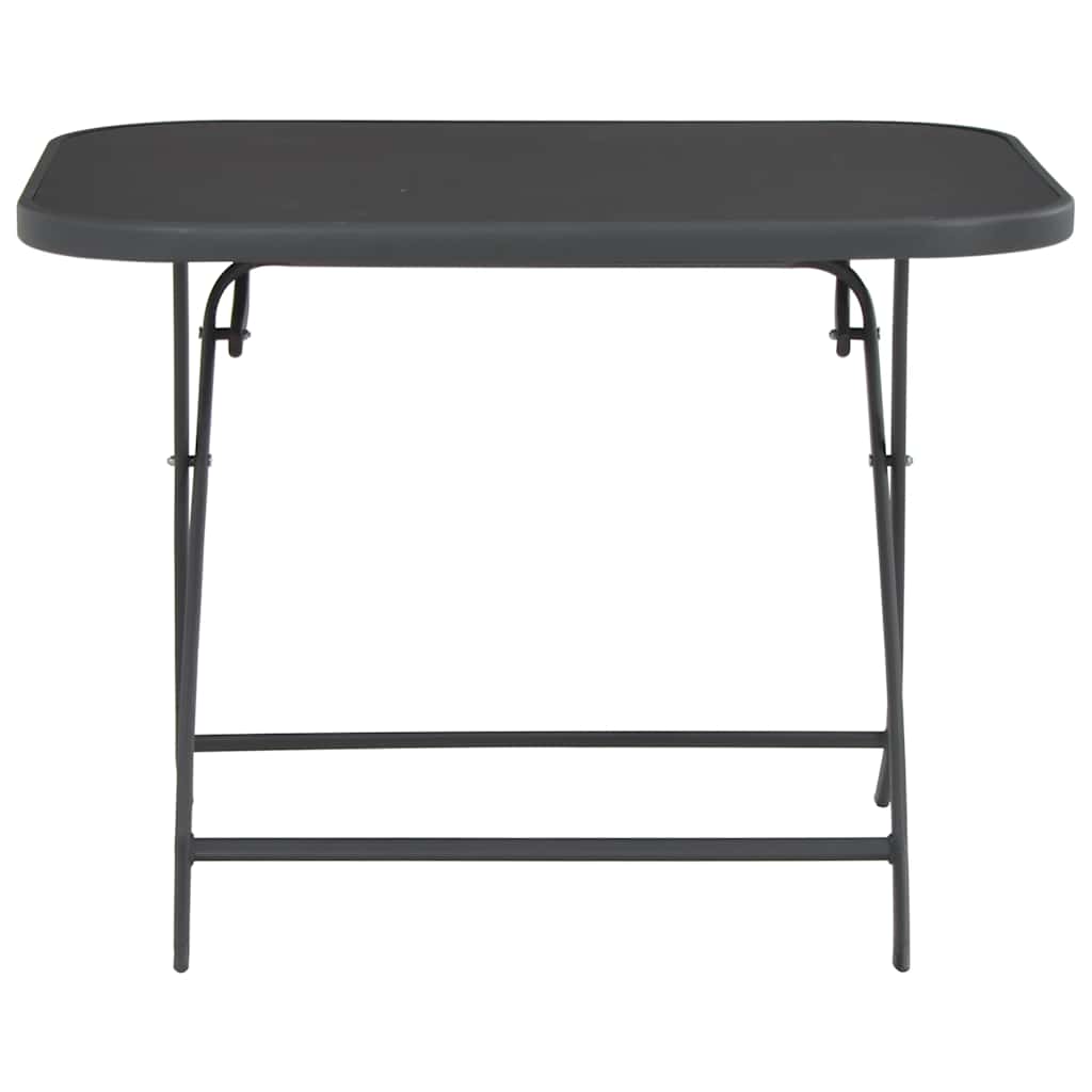 Tavolo Giardino Pieghevole Grigio 100x75x72 cm Vetro e Acciaio