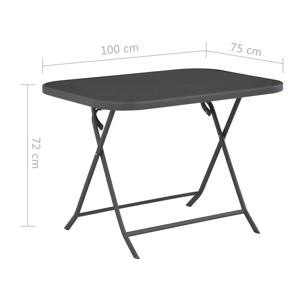 Tavolo Giardino Pieghevole Grigio 100x75x72 cm Vetro e Acciaio
