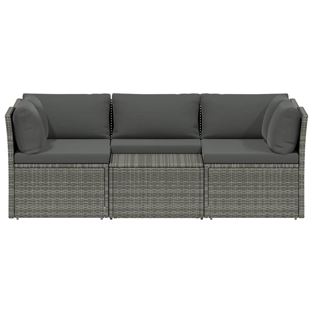 Set Divani da Giardino 4 pz con Cuscini in Polyrattan Grigio