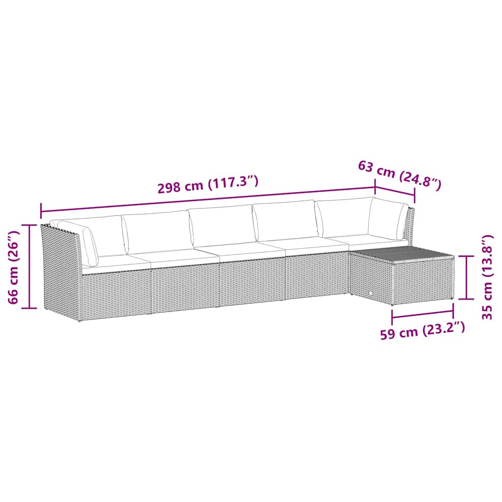 Set Divani da Giardino 4 pz con Cuscini in Polyrattan Grigio