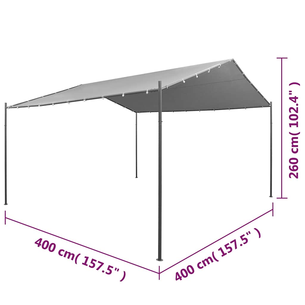 Gazebo da Giardino in Acciaio 400x400x260 cm Antracite