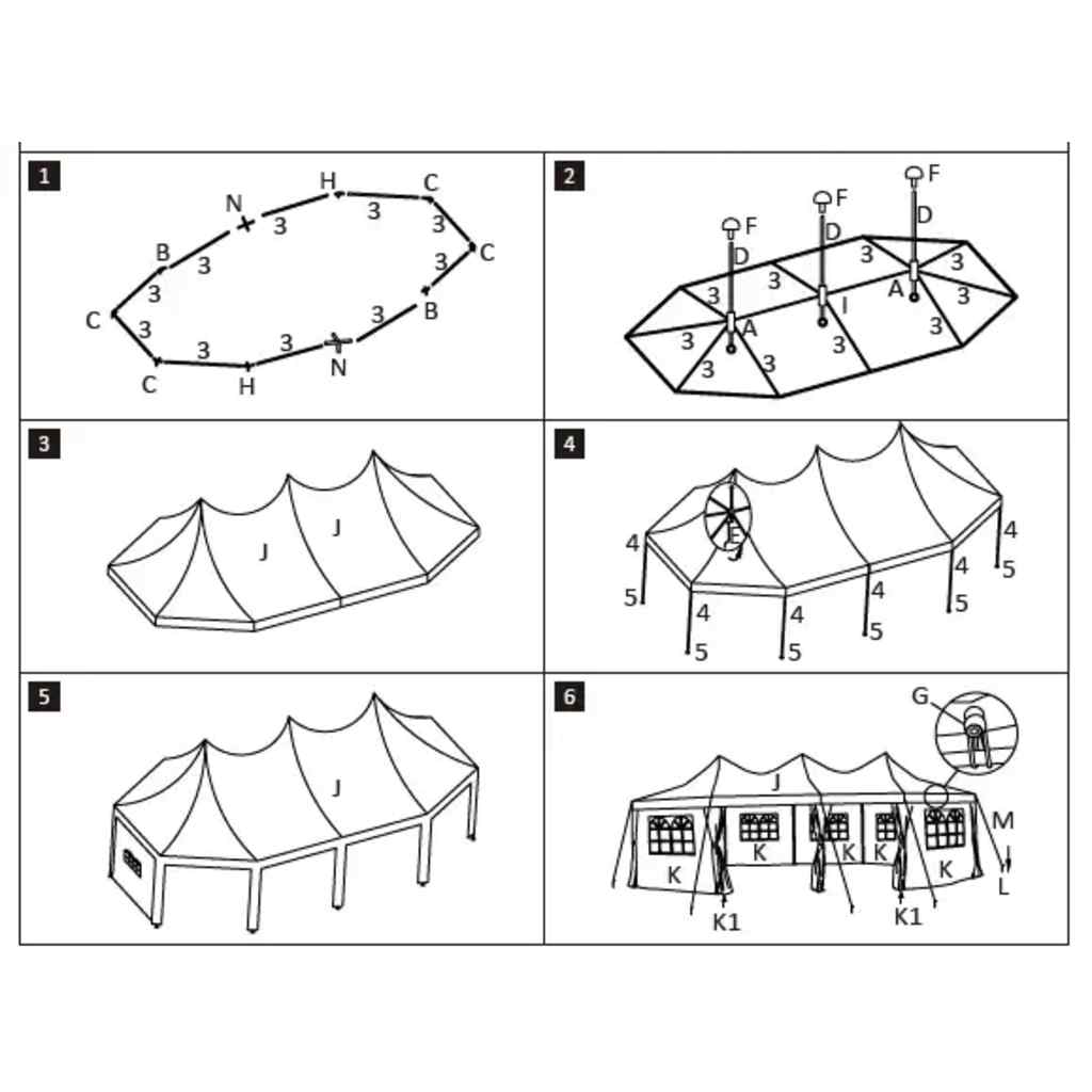 Struttura Gazebo Bianco 448 x 320 x 834cm Metallo