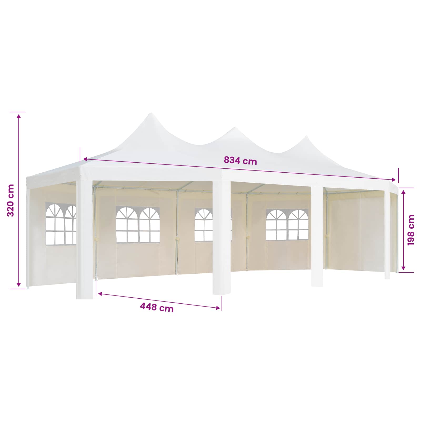 Struttura Gazebo Bianco 448 x 320 x 834cm Metallo