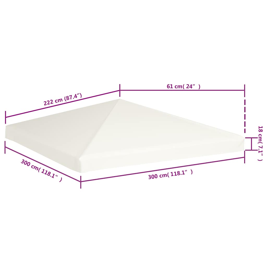 Copertura Superiore per Gazebo 310 g/m² 3x3 m Bianco Crema