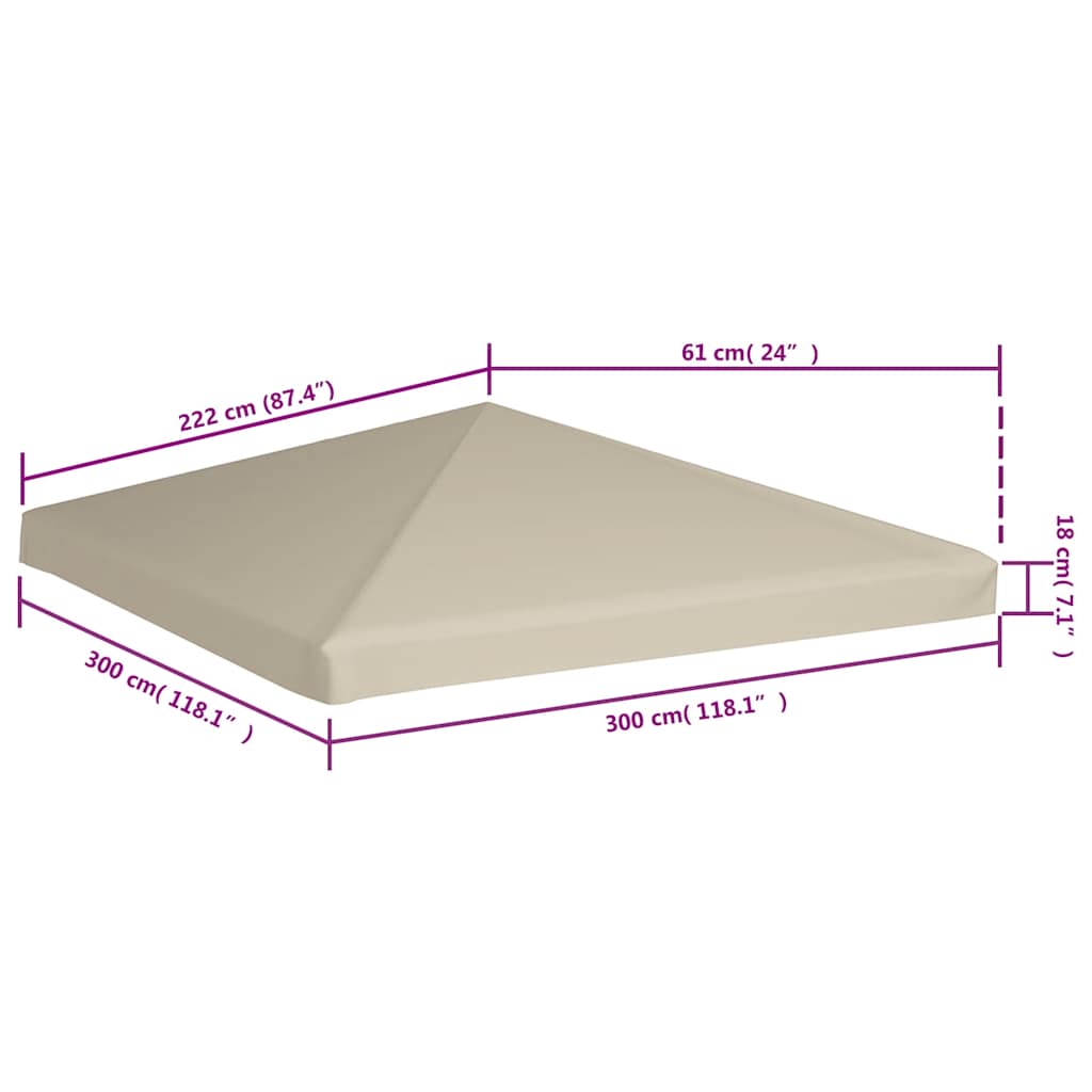 Tetto per Gazebo 310 g/m² 3x3 m Beige