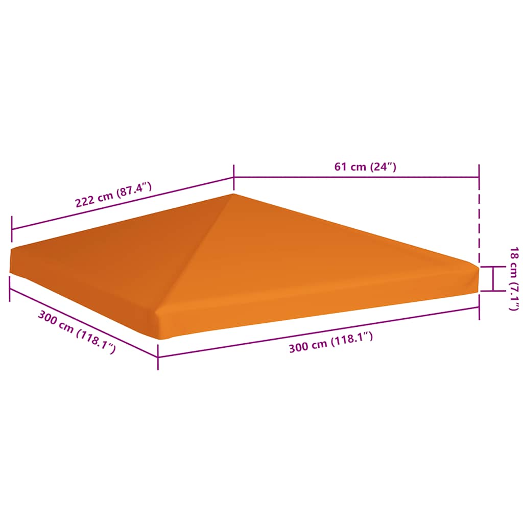 Copertura Superiore per Gazebo 310 g/m² 3x3 m Arancione