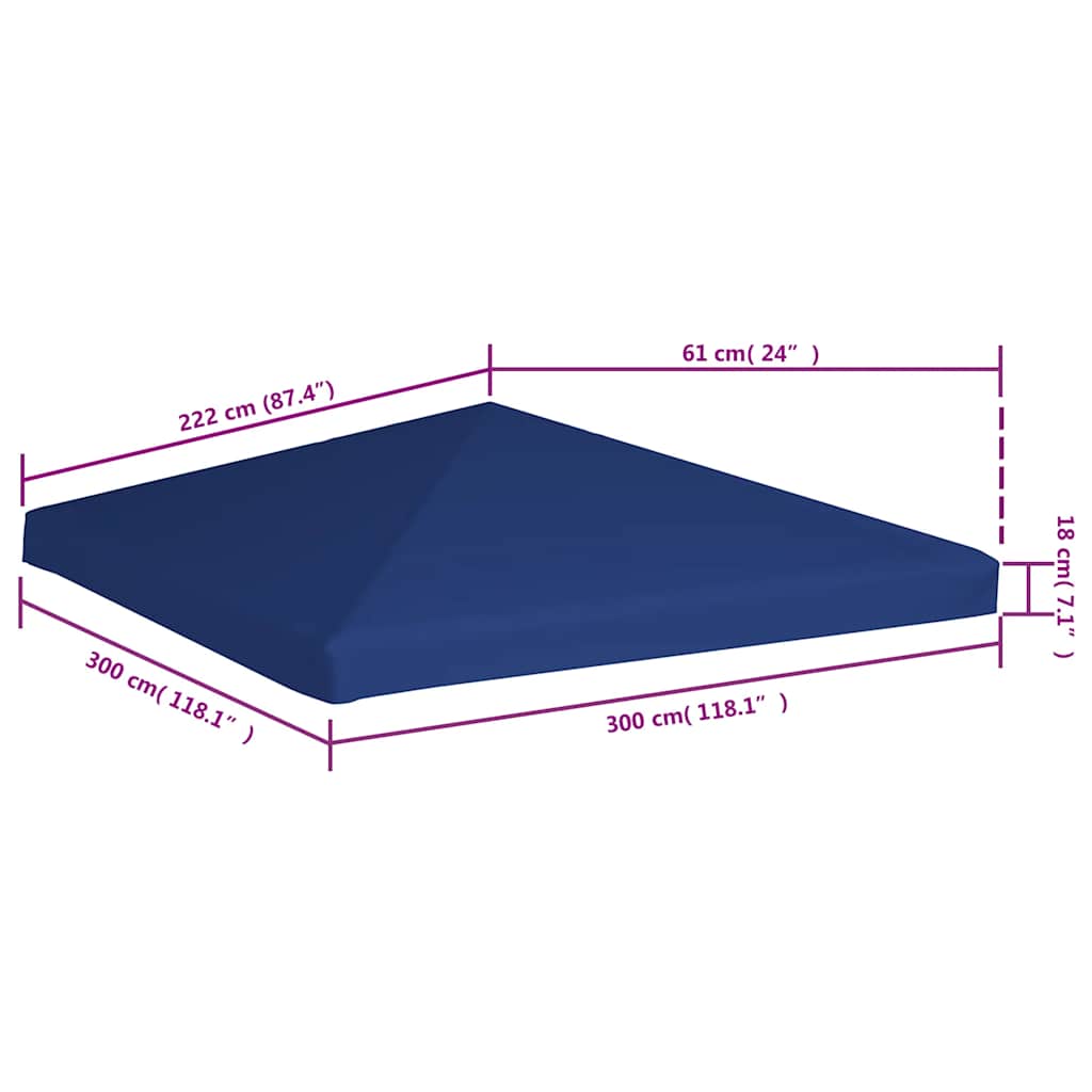 Copertura Superiore per Gazebo 310 g/m² 3x3 m Blu