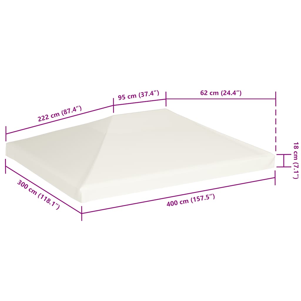 Copertura Superiore per Gazebo 310 g/m² 4x3 m Bianco Crema