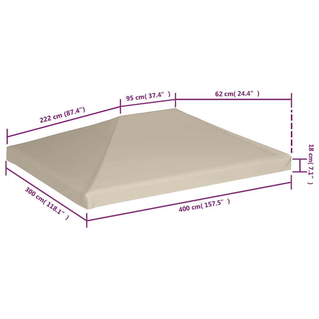 Copertura Superiore per Gazebo 310 g/m² 4x3m Beige
