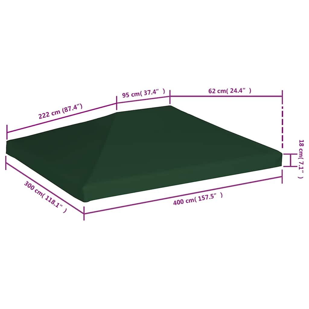 Copertura Superiore per Gazebo 310 g/m² 4x3m Verde
