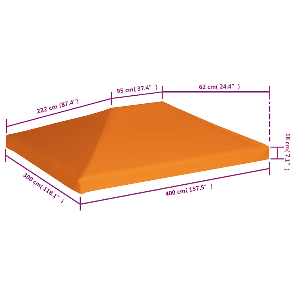 Copertura Superiore per Gazebo 310 g/m² 4x3m Arancione