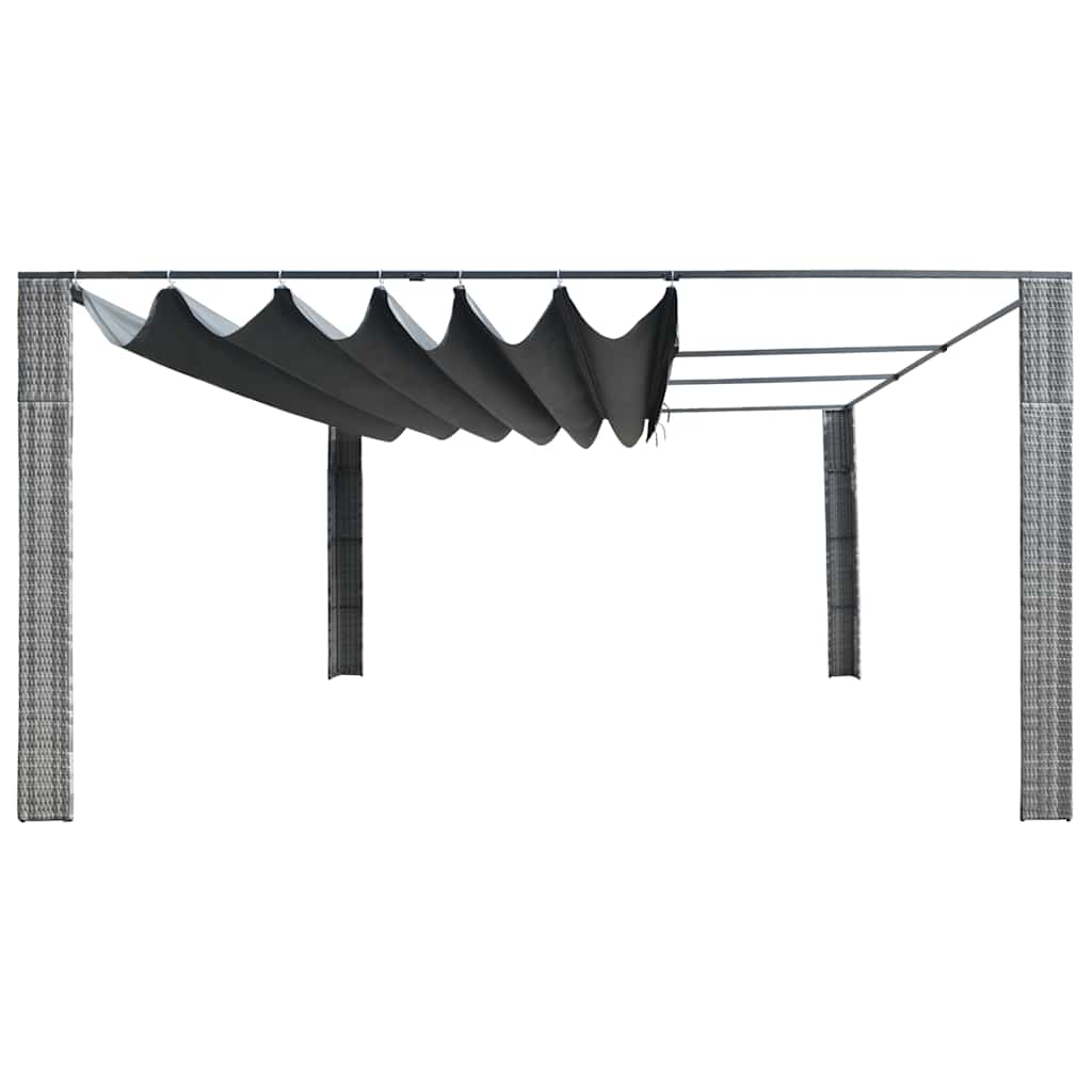 Gazebo Tetto Mobile Polyrattan 400x400x200cm Grigio e Antracite