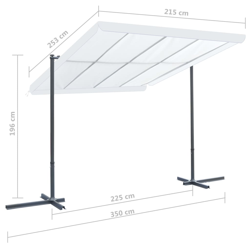 Gazebo con Tetto Mobile Inclinabile 350x253x196 cm Crema