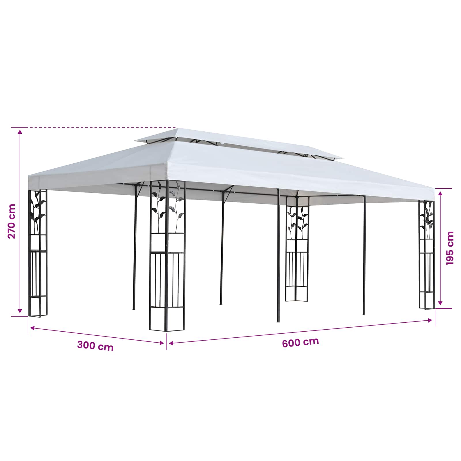 Telo per gazebo Bianco 300 x 600 cm Poliestere