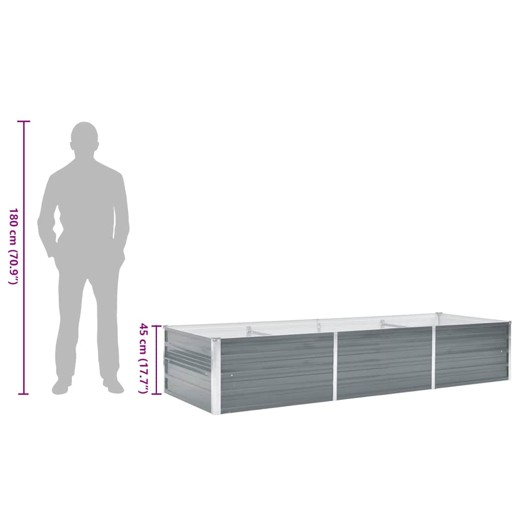 Letto Rialzato Giardino in Acciaio Zincato 240x80x45 cm Grigio